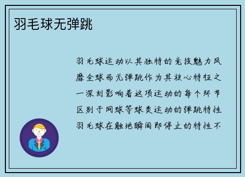 羽毛球无弹跳
