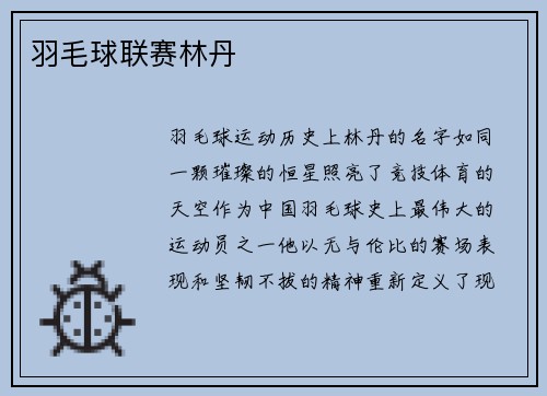 羽毛球联赛林丹