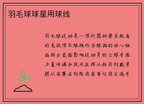 羽毛球球星用球线